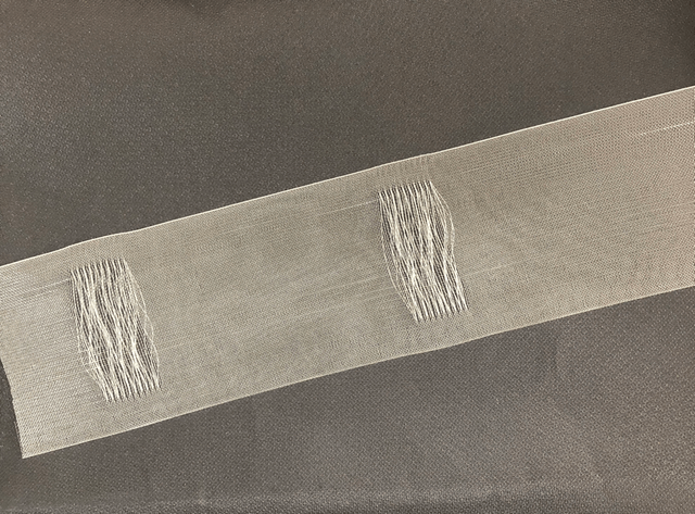 Translucent curtain header tape for poles, pencil pleat 80mm wide