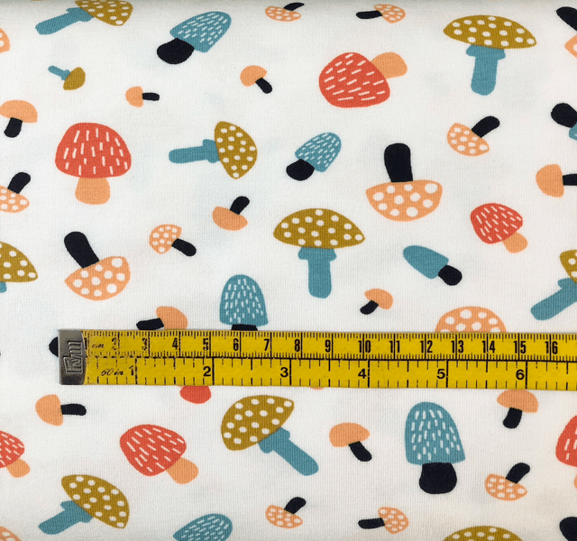 Colourful Mushrooms Jersey Fabric