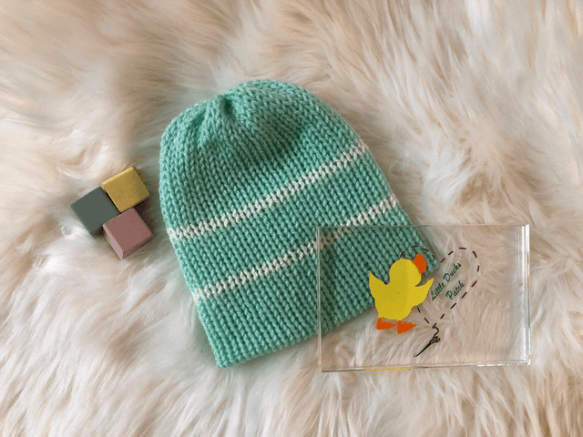 Reversible Green Knitted Baby Hat